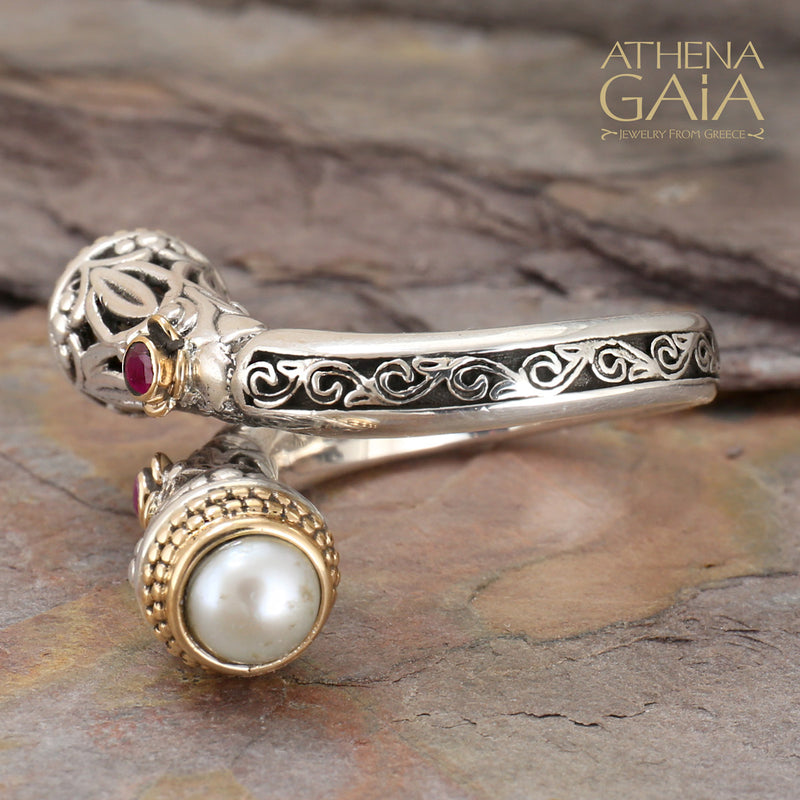 Santorini Ring (Large ) - 18k Gold & Sterling Silver Ring - Cocktail Ring