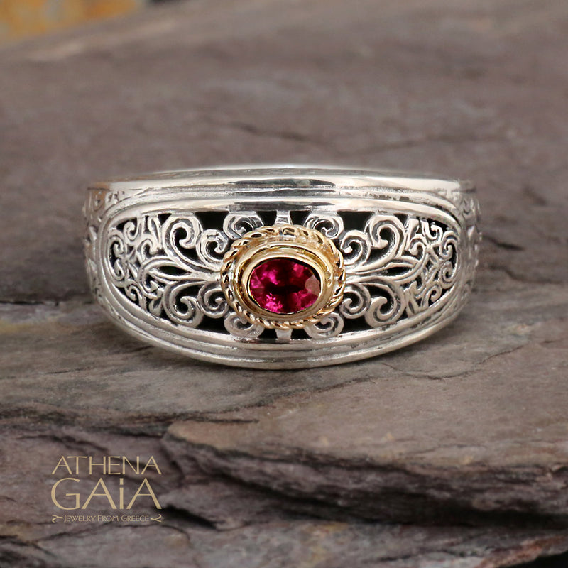 Mediterranean Ring - 18k Gold & Sterling Silver Ring - Stackable Ring