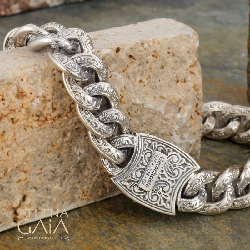 Classic Greek Chain Bracelet - Sterling Silver Bracelet - Link Bracelet