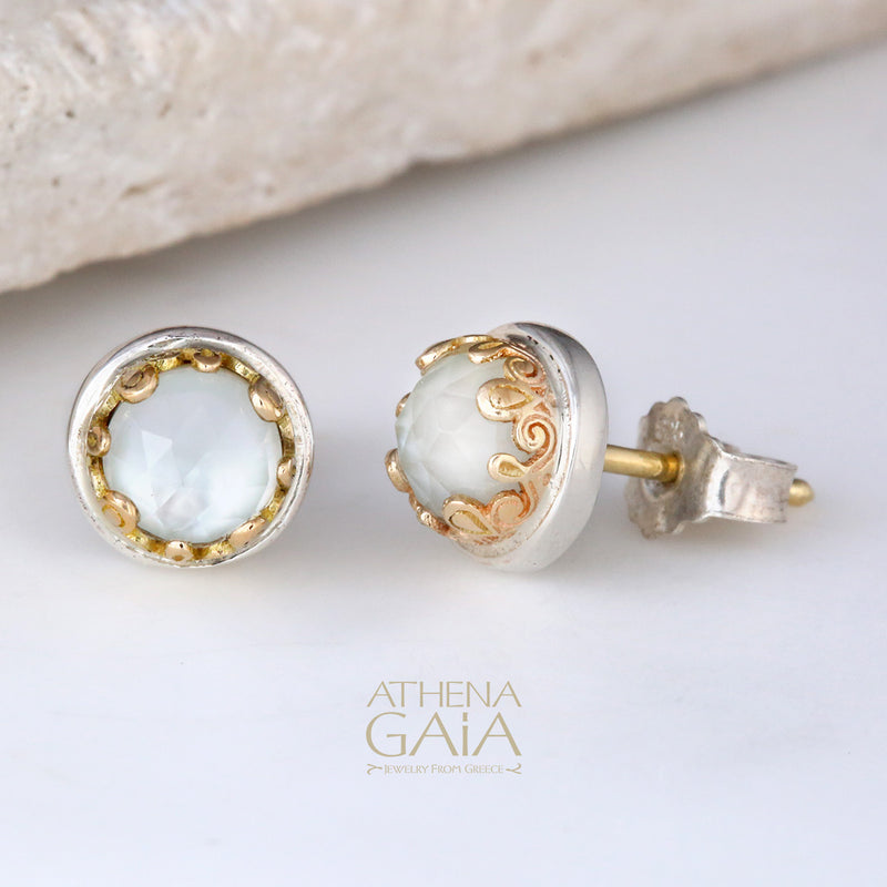 Pop Rocks Small Circle Post Earrings - 18k Gold & Sterling Silver Earrings