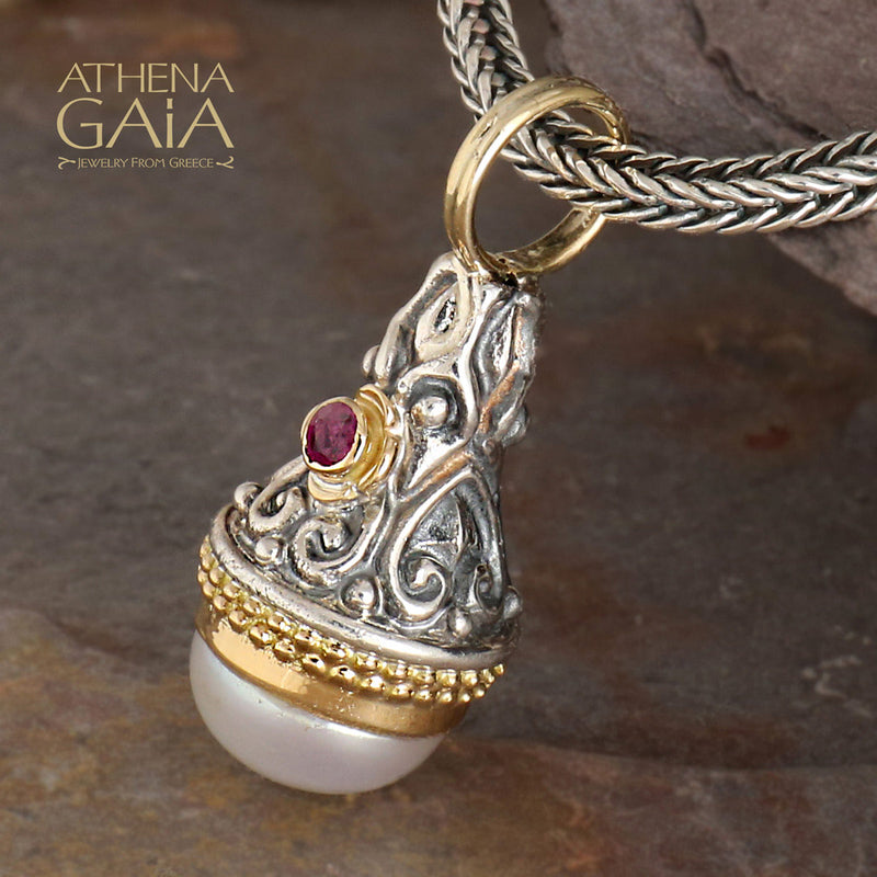 The Santorini Charm Pendant - 18k Gold & Sterling Silver Pendant