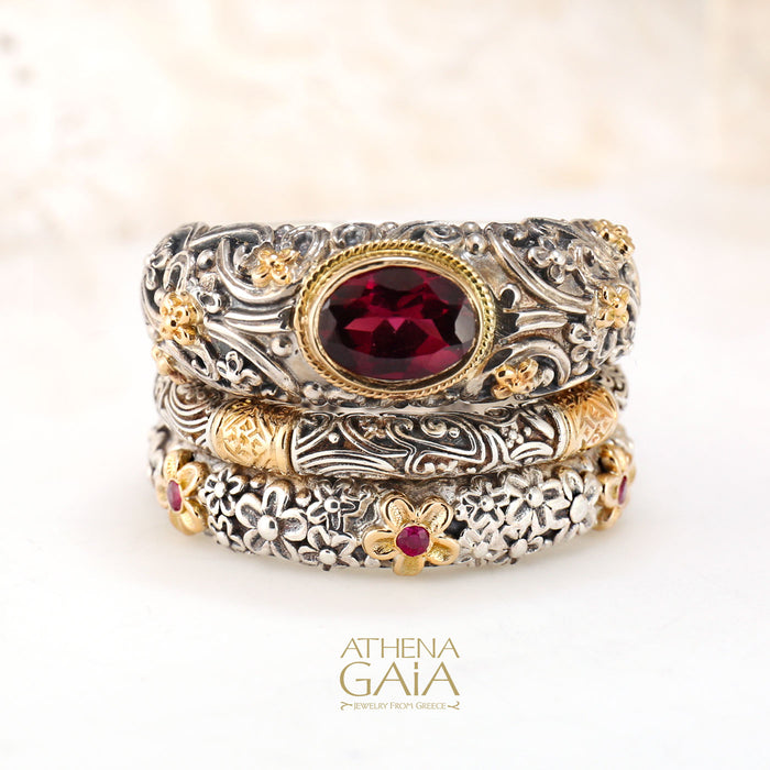 Wild Flowers Stone Band Ring by Gerochristo — Athena Gaia