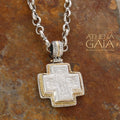 Gold Border Engraved Greek Cross