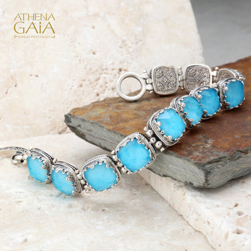 Pop Rocks Small Stone Link Bracelet - Sterling Silver Bracelet