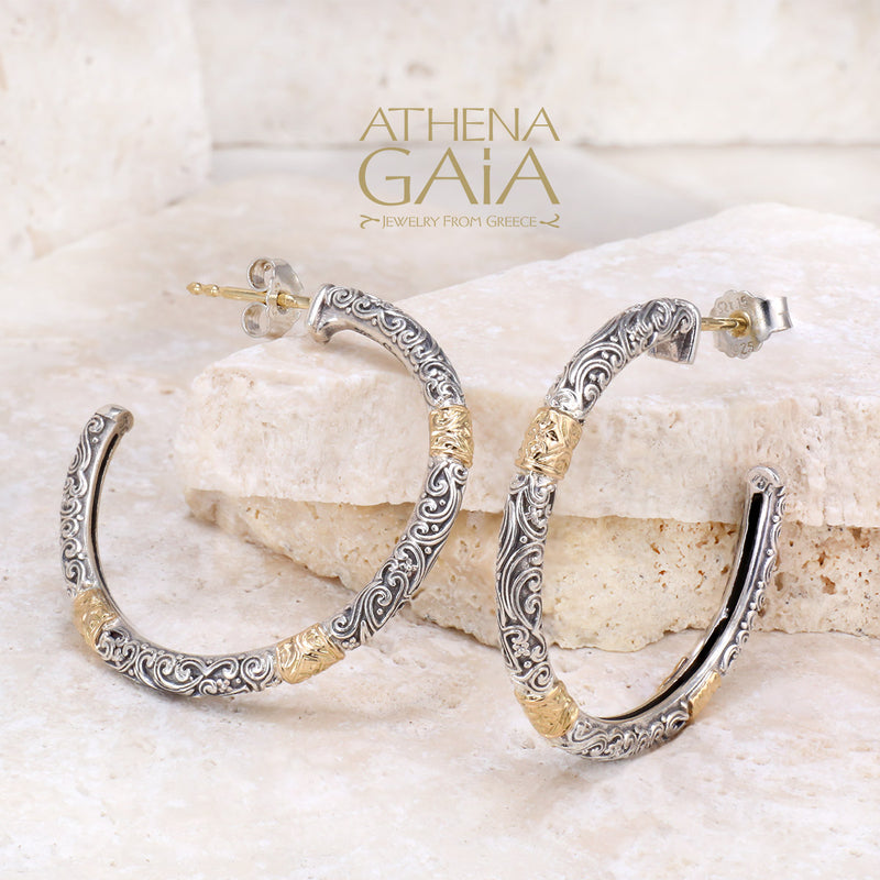 Meadow Breeze Accent Hoop Earrings - 18k Gold & Sterling Silver Earrings