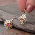 Athenian Flower Earrings - 18k Gold & Sterling Silver - French Wire Earrings