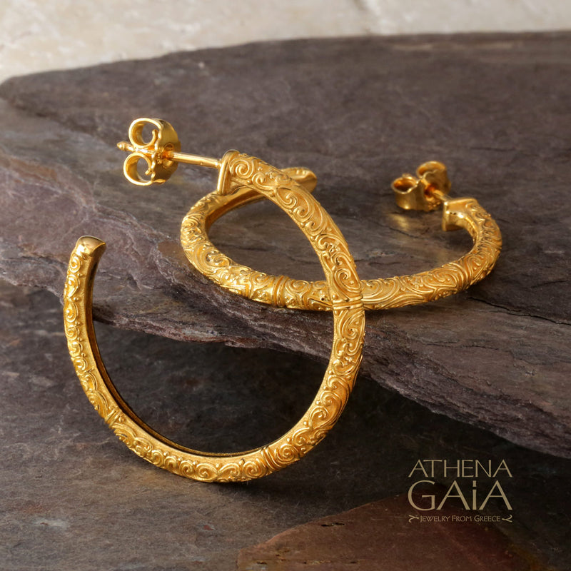 Meadow Breeze Hoop Earrings Medium (1.3) - Gold Plated Sterling Silver Earrings