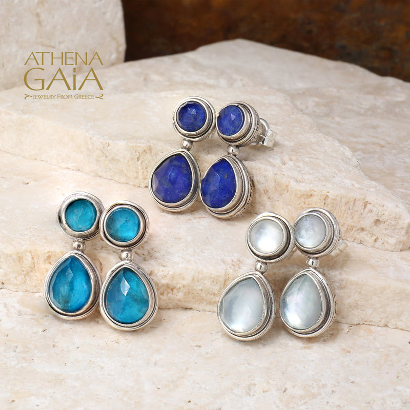 Pop Rocks Double Stone Drop Earrings - Sterling Silver Earrings