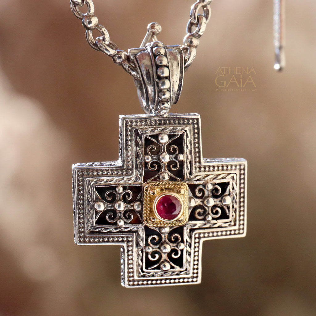 Silver Filigree Greek Cross