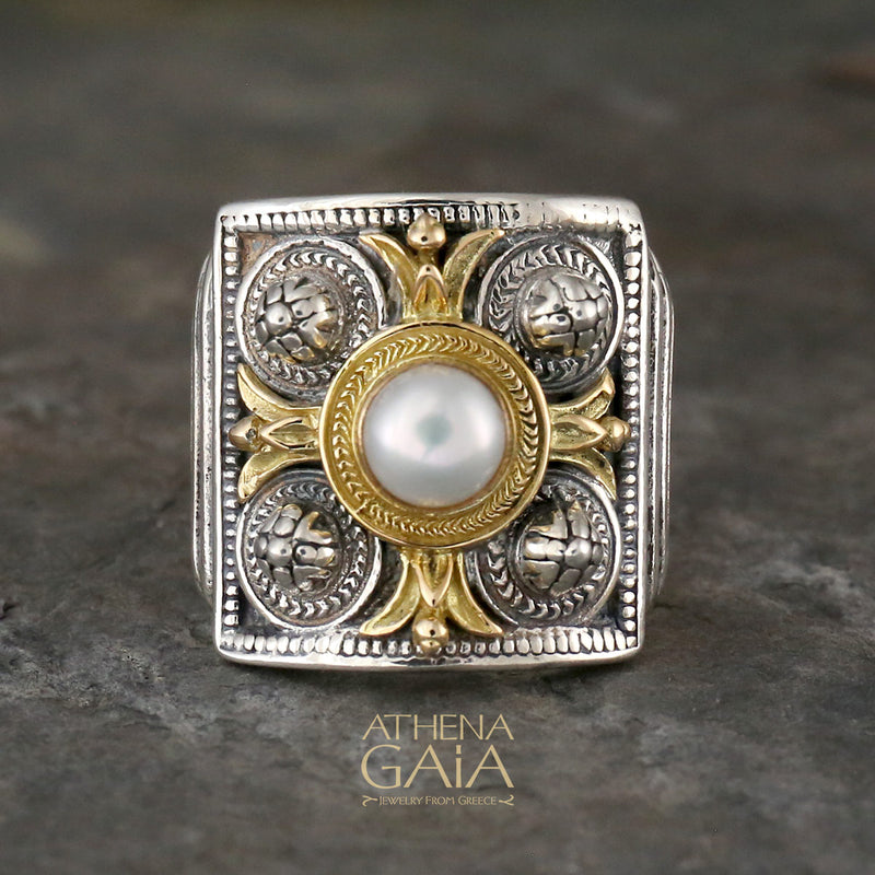 Florentine Ring - 18k Gold & Sterling Silver Ring - Cocktail Ring