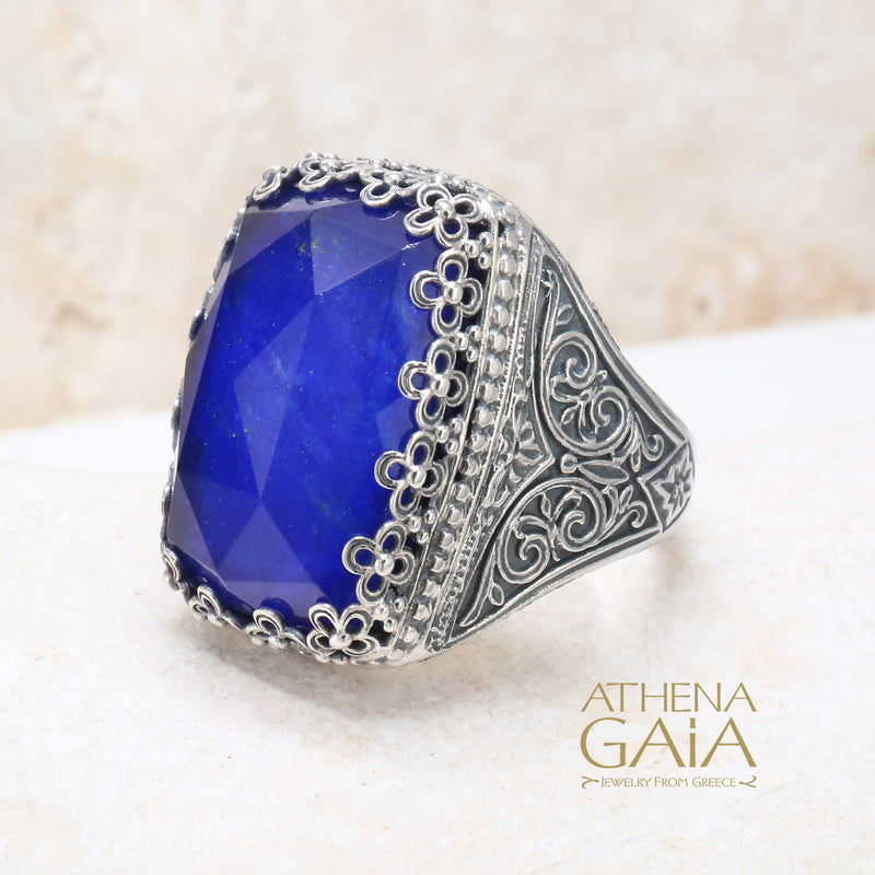 Pop Rocks Orthogonio Crown Ring - Sterling Silver Ring - Cocktail Ring - Large Stone Ring