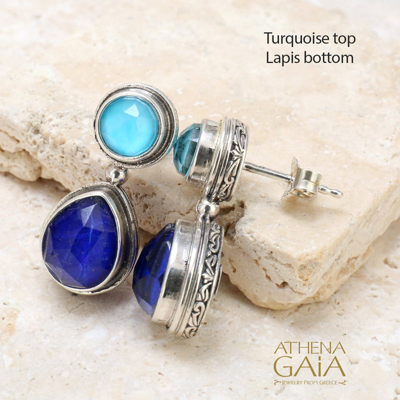 Pop Rocks Double Stone Drop Earrings - Sterling Silver Earrings