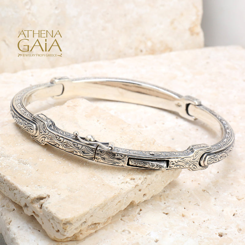 Patmos Ruby Cross Bracelet - 18k Gold and Sterling Silver - Flex Bangle Bracelet