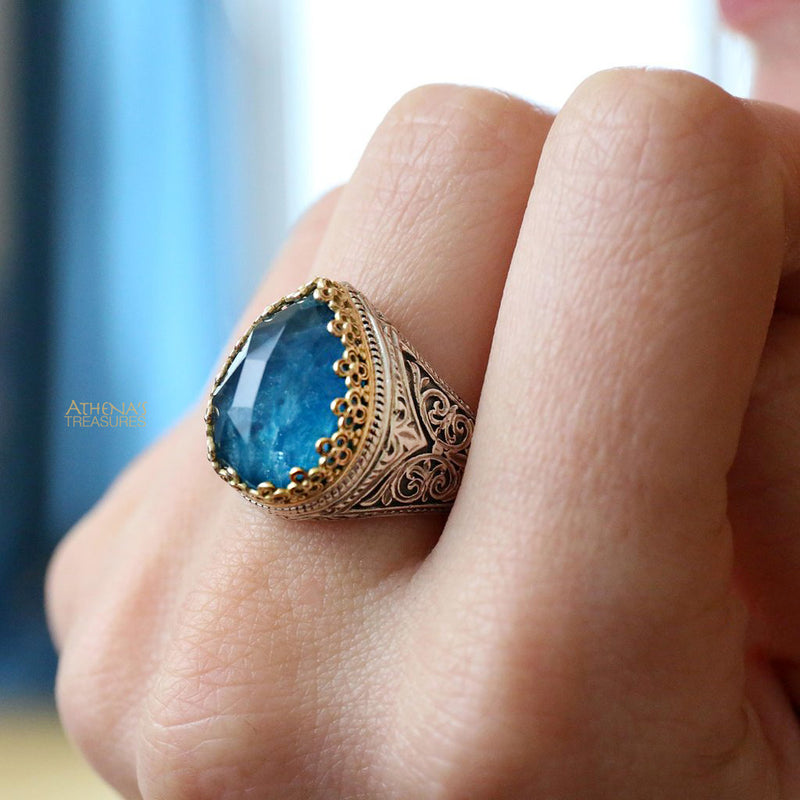 Pop Rocks Dakru Crown Ring - 18k Gold & Sterling Silver Ring - Cocktail Ring