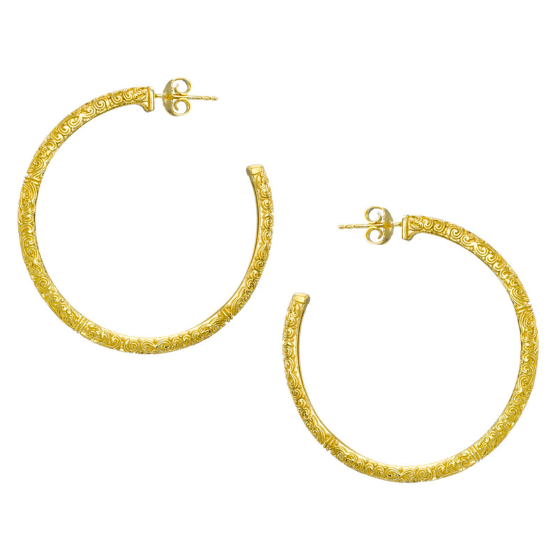 Meadow Breeze Hoop Earrings (Large) (1.7) - Gold Plated Sterling Silver Earrings