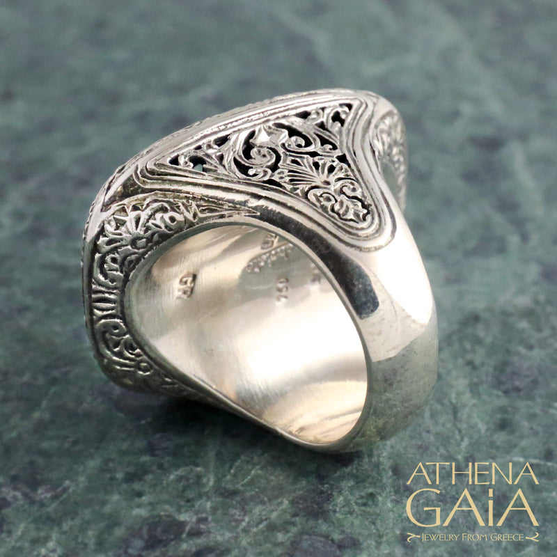 Maltese Gold Cross Garden Shadows Ring - 18k Gold & Sterling Silver Ring - Cocktail Ring