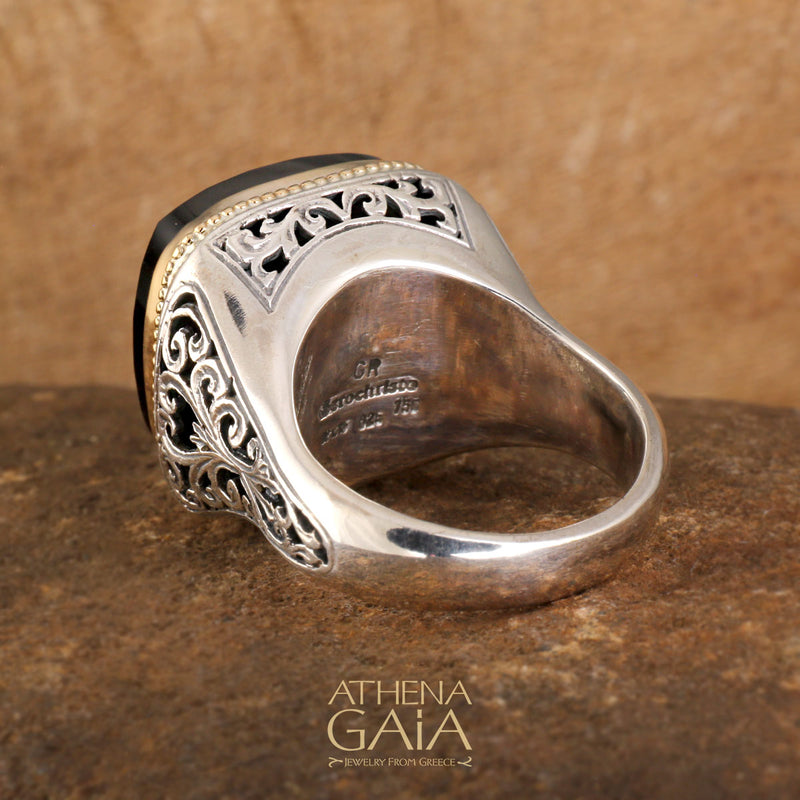 Cushion Top Large Stone Ring - 18k Gold & Sterling Silver Ring - Cocktail Ring