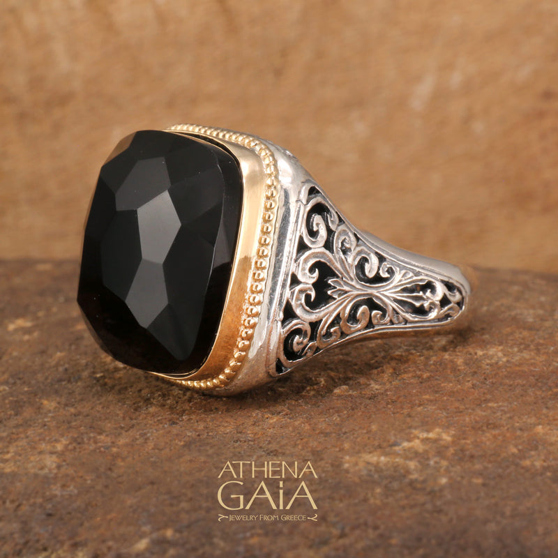 Cushion Top Large Stone Ring - 18k Gold & Sterling Silver Ring - Cocktail Ring