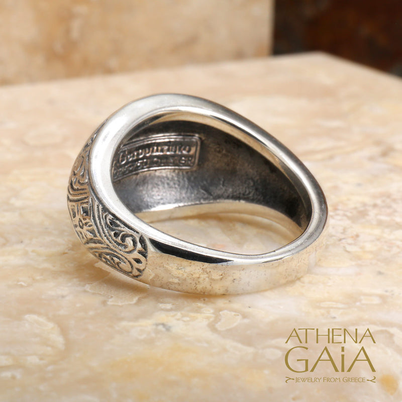 Peace Band Ring - 18k Gold & Sterling Silver Ring - Signet Ring