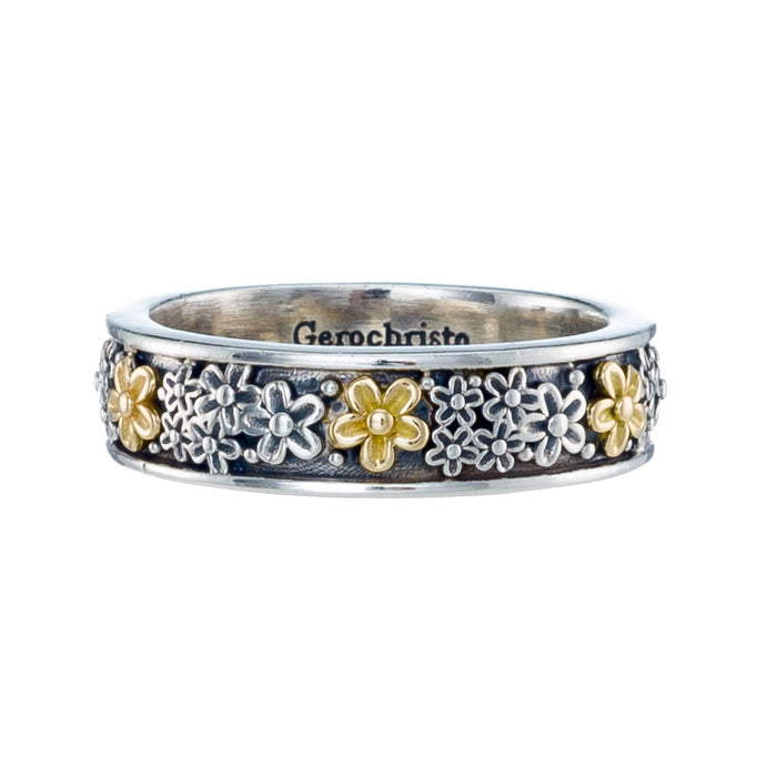 Wild Flowers Edged Band Ring