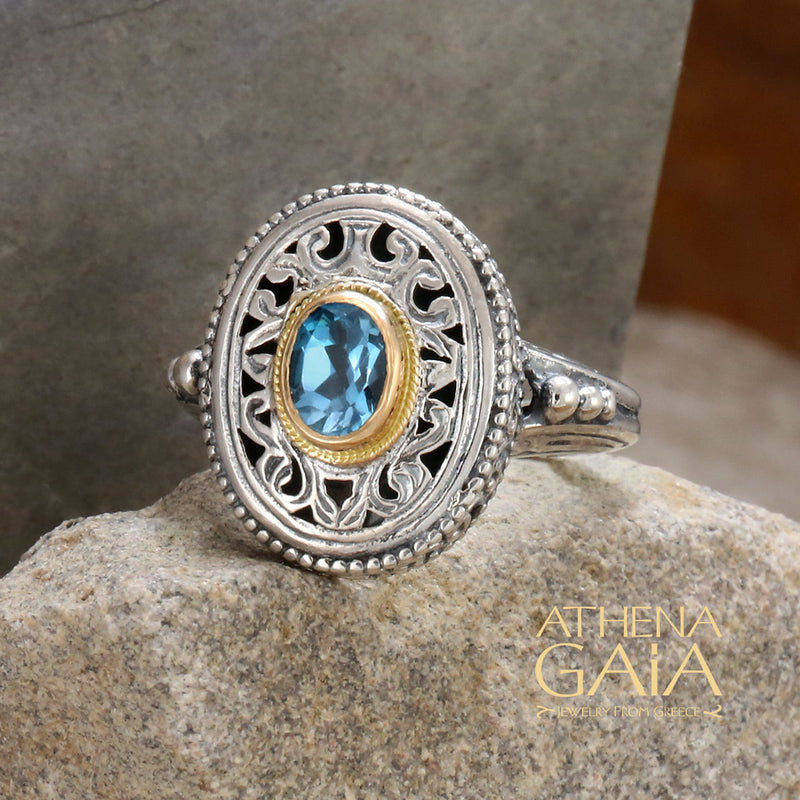 Argonaut Silver Topaz Ring - 18k Gold & Sterling Silver Ring