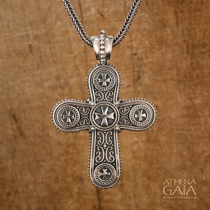 Five Cross Pomme Cross - Sterling Silver - Orthodox Cross Necklace