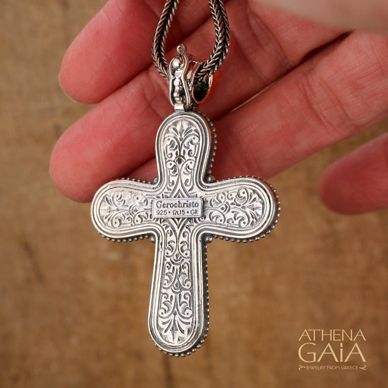 Five Cross Pomme Cross - Sterling Silver - Orthodox Cross Necklace