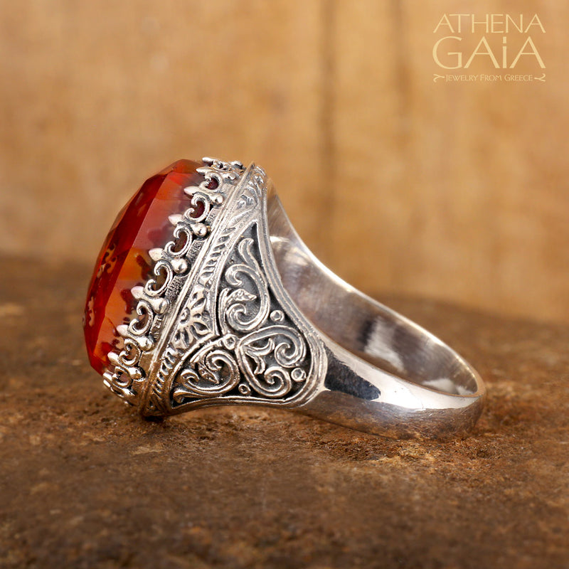 Pop Rocks Oval Crown Ring - Sterling Silver Ring - Cocktail Ring