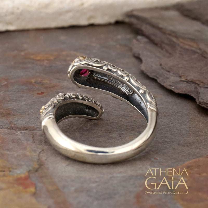 Meadow Breeze Wrap Ring - 18k Gold & Sterling Silver Ring - Stackable Ring