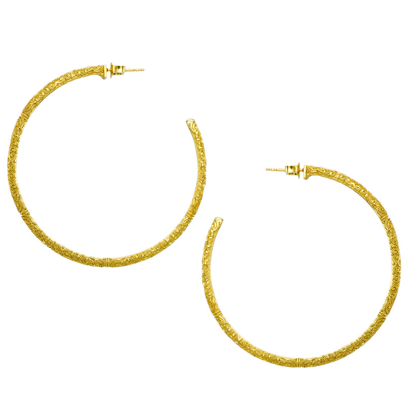 Meadow Breeze Hoop Earrings XL (2.4) - Gold Plated Sterling Silver Earrings