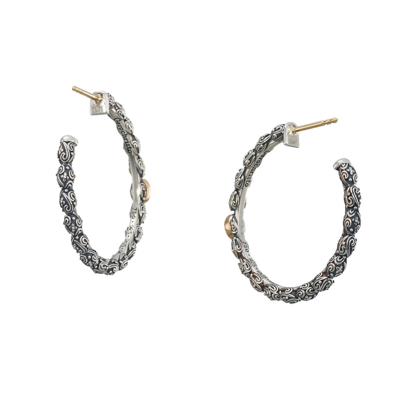Meadow Breeze Single Oval Stone Earrings (Large) - 18k Gold & Sterling Silver - Hoop Earrings