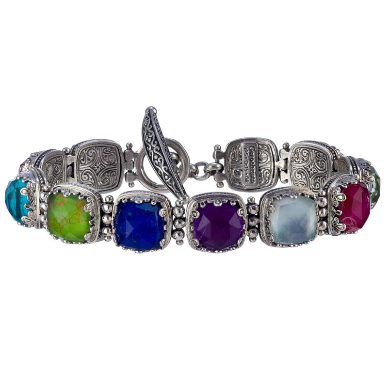 Pop Rocks Small Stone Link Bracelet - Sterling Silver Bracelet