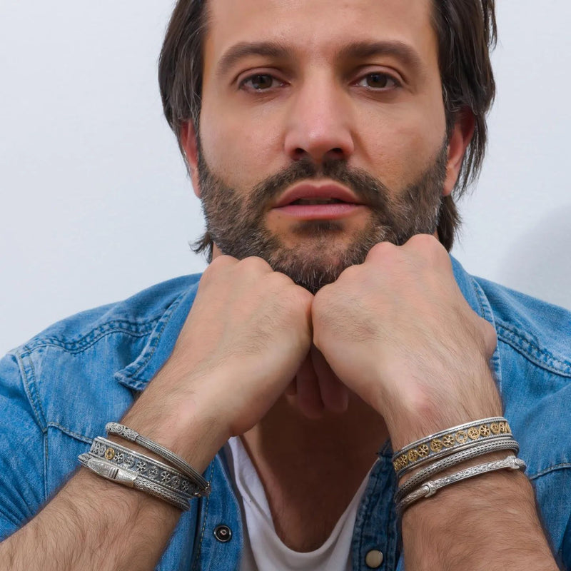 Silver Wrist Collar Strap Bracelet - Sterling Silver Bracelet