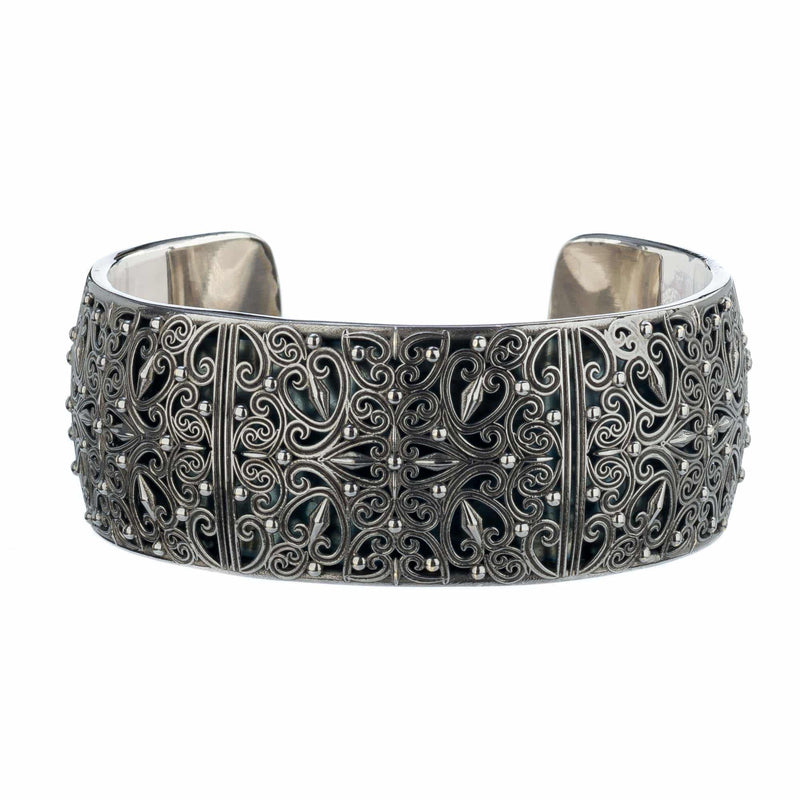 Kallisto Adjustable Wide Bracelet - Sterling Silver - Cuff Bracelet