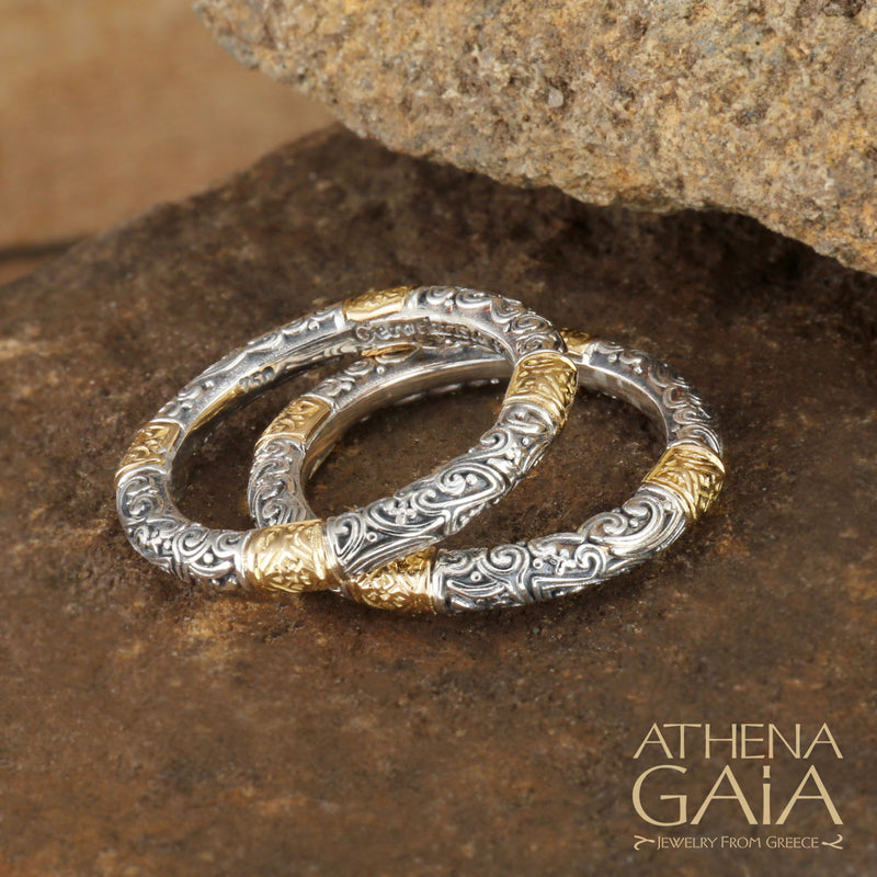 Meadow Breeze Classic Accent Ring - 18k Gold & Sterling Silver Ring - Stackable Ring