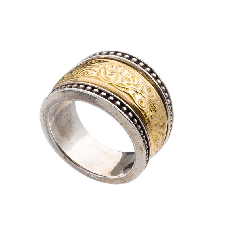 Sun Zephyr Ring - 18k Gold & Sterling Silver Ring - Cigar Band Ring