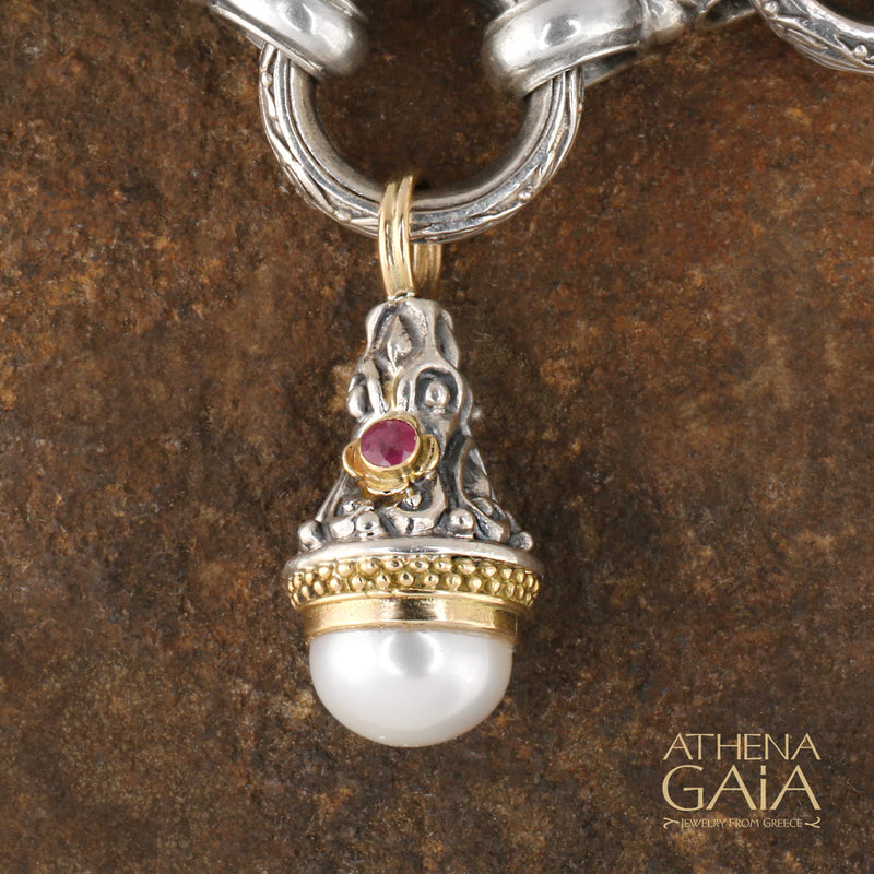 The Santorini Charm Pendant - 18k Gold & Sterling Silver Pendant