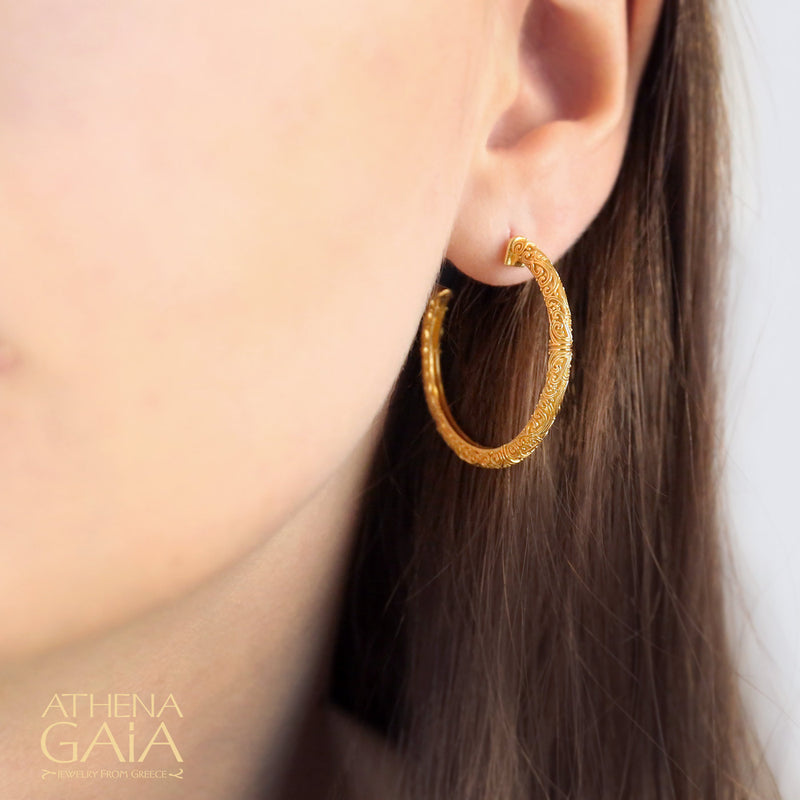 Meadow Breeze Hoop Earrings Medium (1.3) - Gold Plated Sterling Silver Earrings