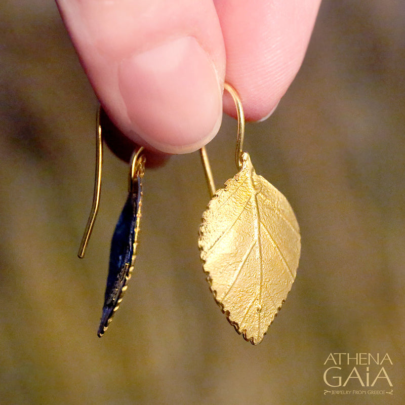Empathic Kurio Leaf Earrings - Gold Plated Sterling Silver Earrings