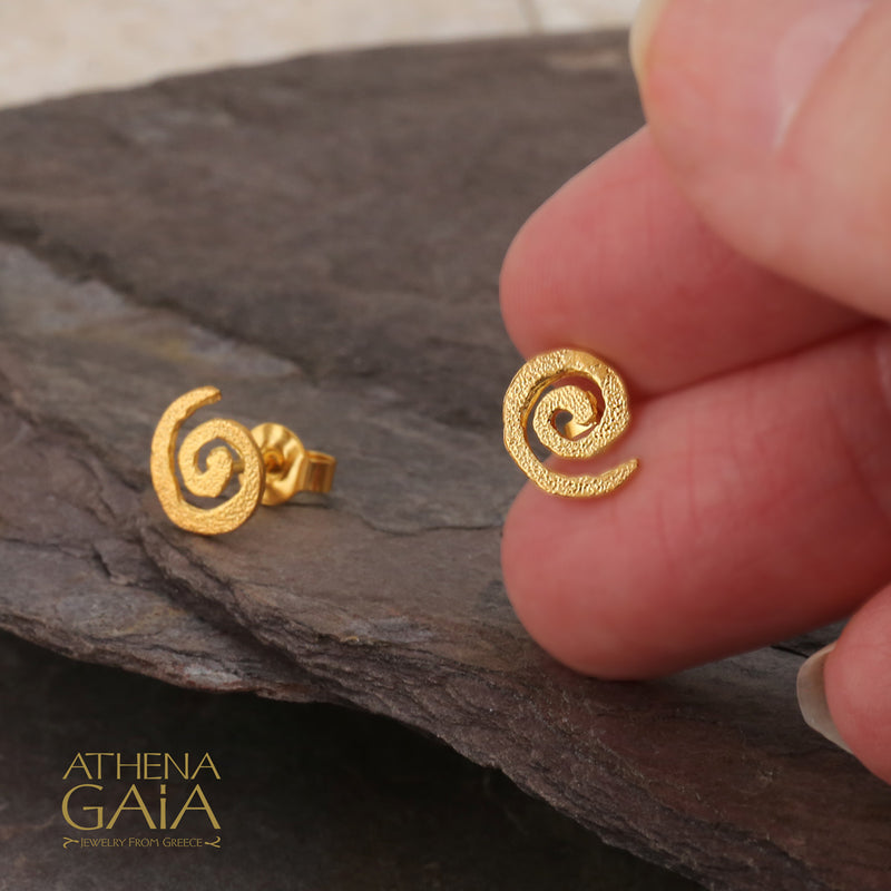 Spiral Stud Earrings - 14k Gold Earrings