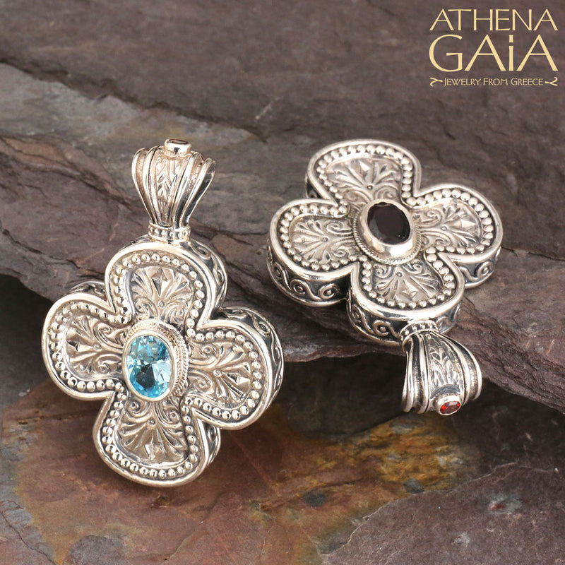 Expanding Greek Cross - Sterling Silver - Orthodox Cross Necklace