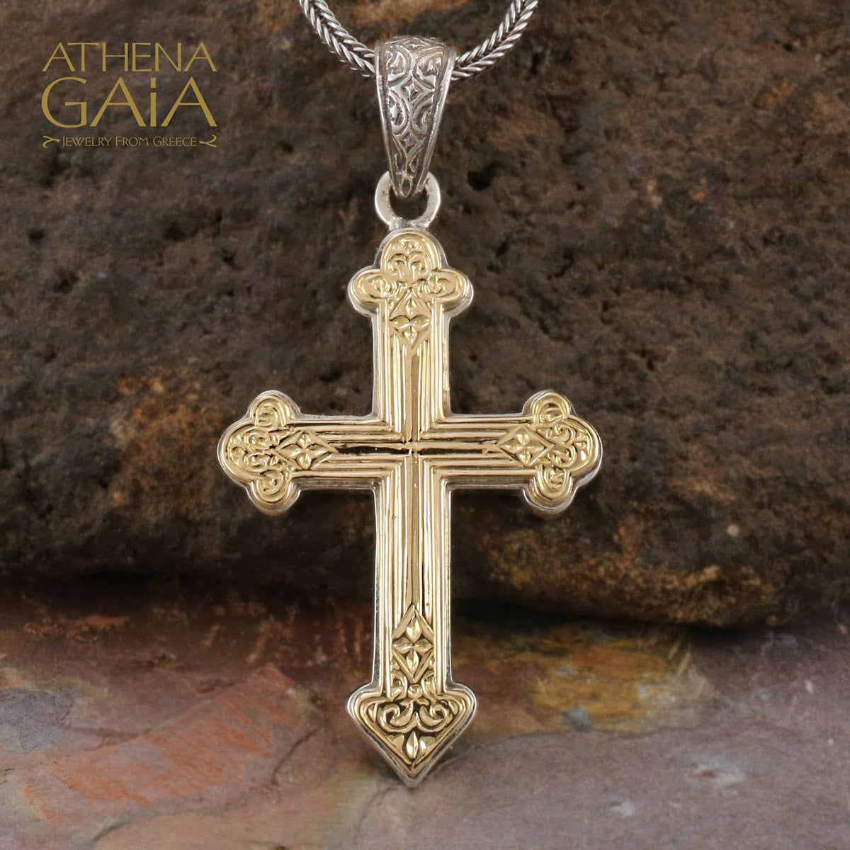 Classic Orthodox Cross (Small) - 18k Gold & Sterling Silver