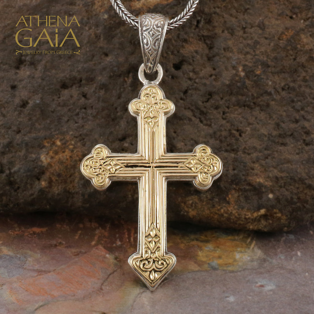 Silver Ambrosia necklace with Greek cross