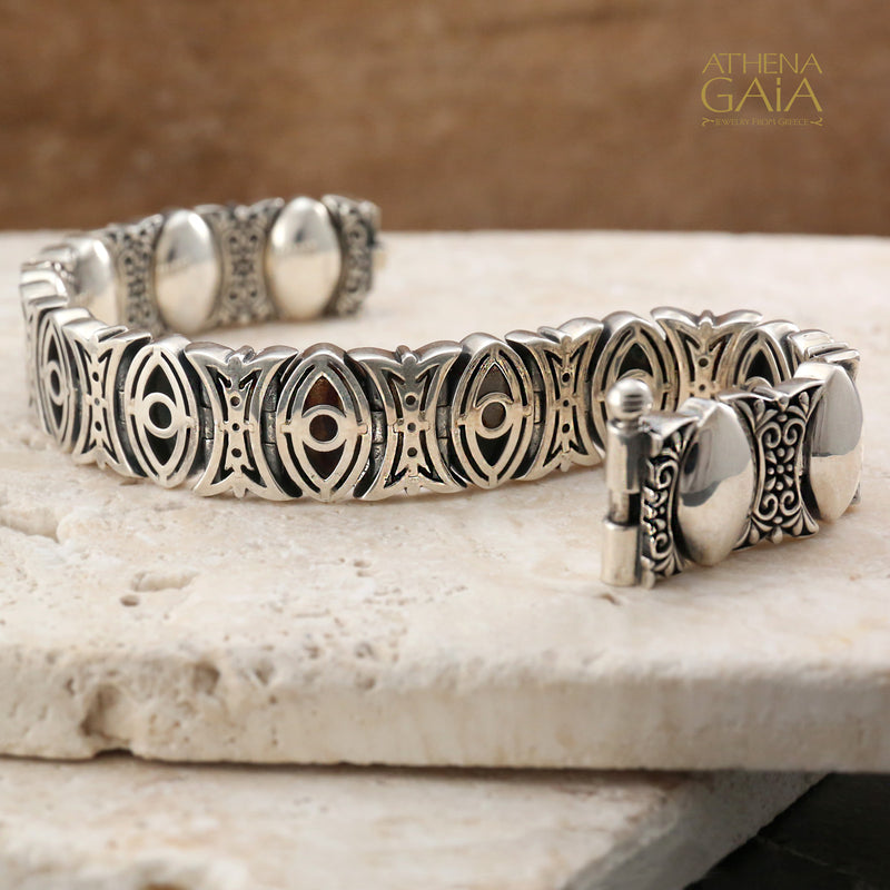 Ellipse Looking Glass Bracelet - Sterling Silver Bracelet - Link Bracelet