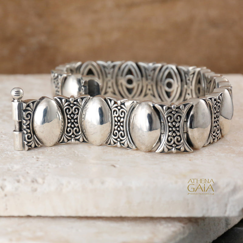 Ellipse Looking Glass Bracelet - Sterling Silver Bracelet - Link Bracelet