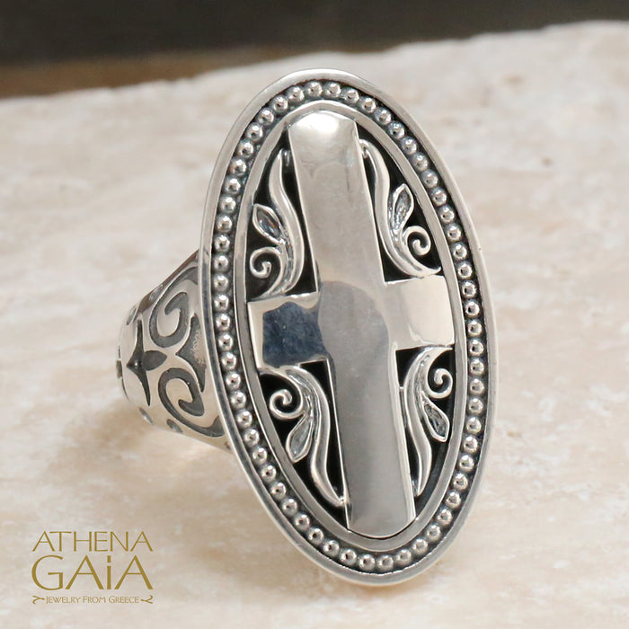 Marquise Long Cross Ring