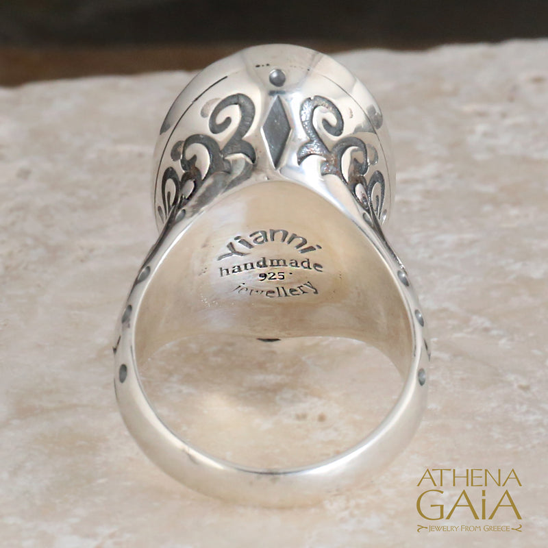 Marquise Long Cross Ring - Sterling Silver Ring - Cocktail Ring