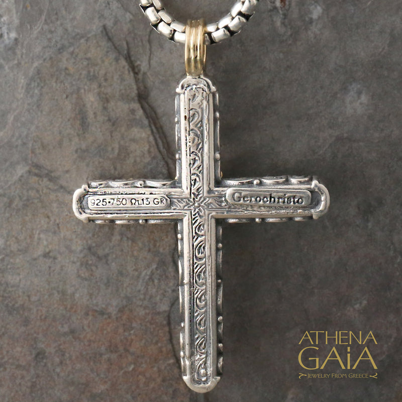 Meadow Breeze Latin Cross - 18k Gold & Sterling Silver - Orthodox Cross