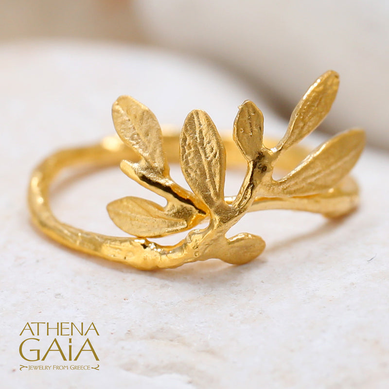 Olive Twig Cluster Ring - 14k Gold Ring