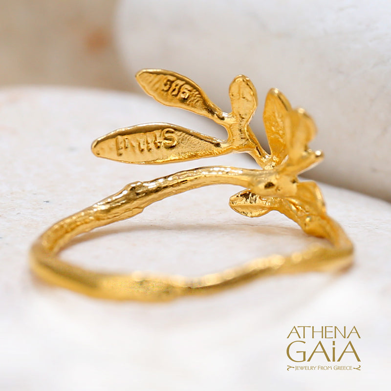 Olive Twig Cluster Ring - 14k Gold Ring